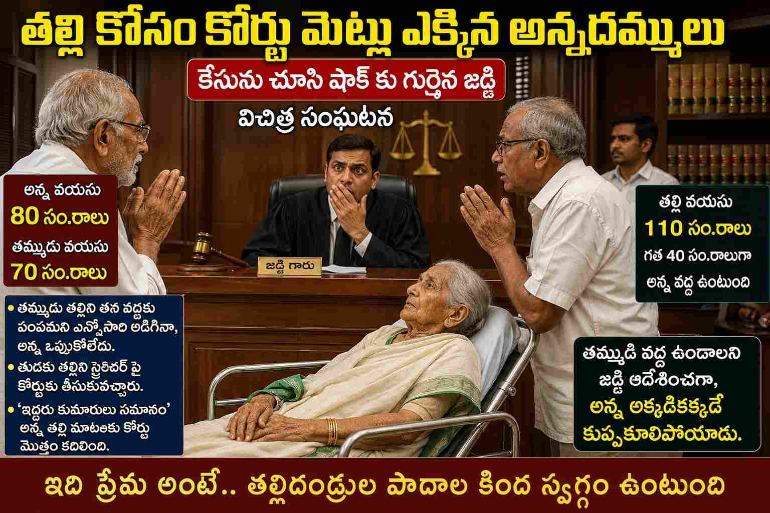 తల్లి కోసం కోర్టుకు వెళ్లిన అన్నదమ్ములు కేసు