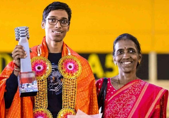 Prajwaland chess victory with mother