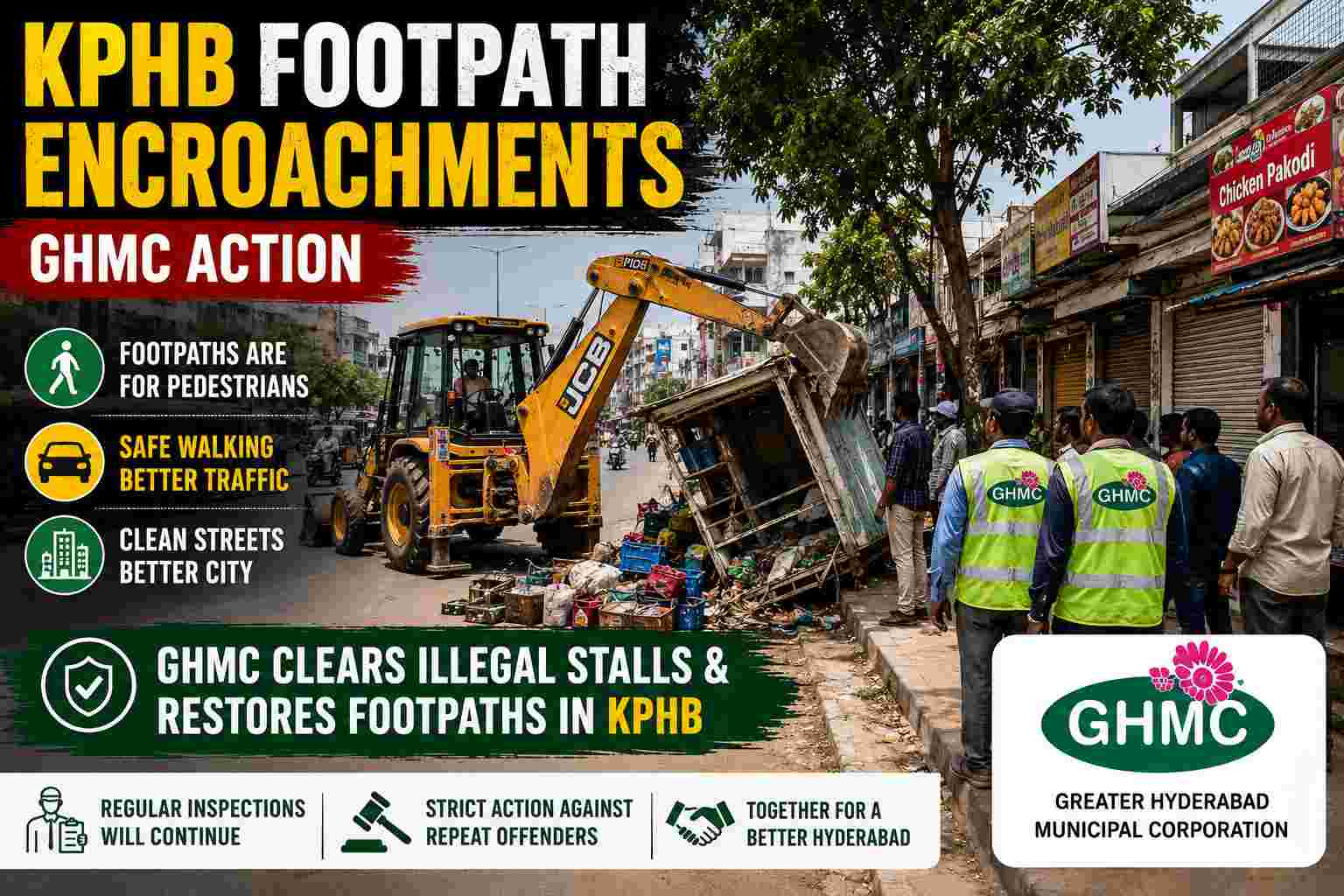 KPHB Footpath Encroachments GHMC