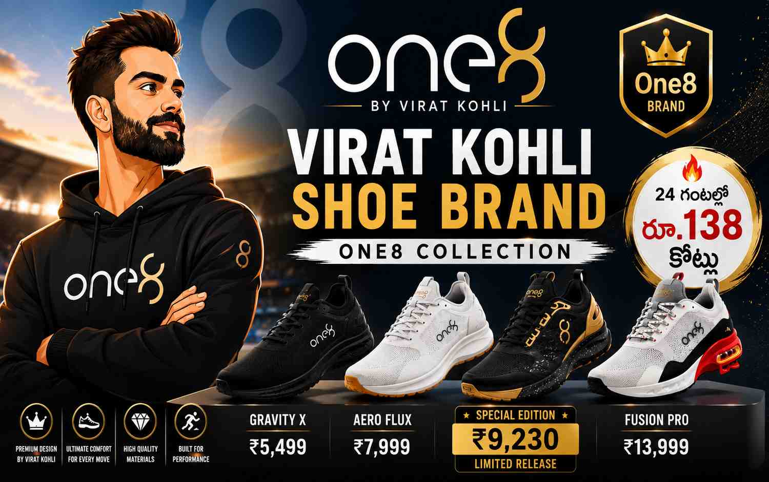 Virat Kohli Shoe Brand One8 Collection
