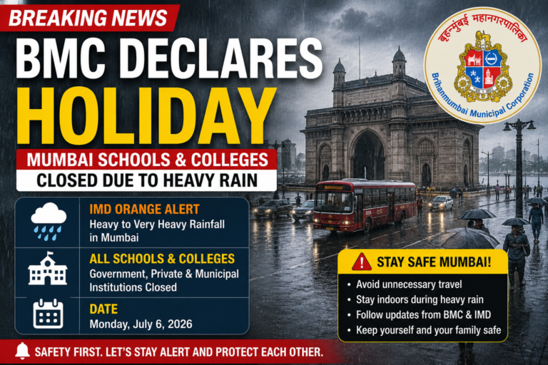 BMC Declares Holiday for Mumbai Schools and Colleges Due to Heavy Rain and IMD Orange Alert