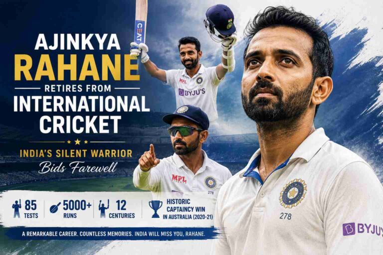 Ajinkya Rahane retires from international cricket after an illustrious career with Team India, highlighted by historic Test performances and leadership.
