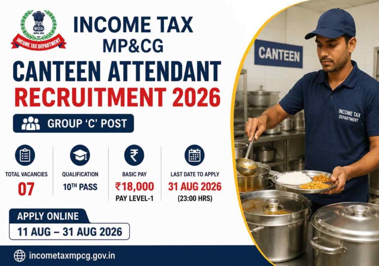 Income Tax MPCG Canteen Attendant Recruitment 2026