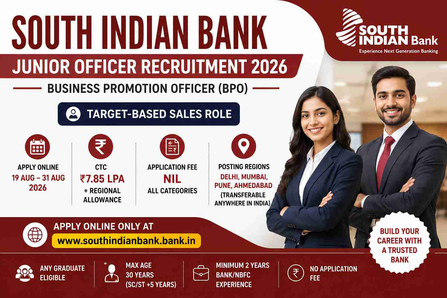 South Indian Bank Junior Officer Recruitment 2026
