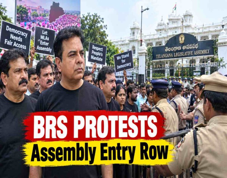 BRS protests over Telangana Assembly entry denial