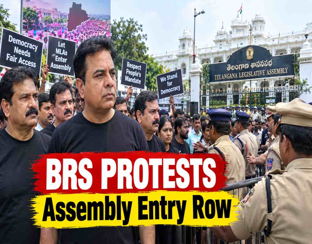 BRS protests over Telangana Assembly entry denial